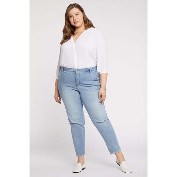 NYDJ Plus Womens Relaxed Denim Tapered Leg Jeans